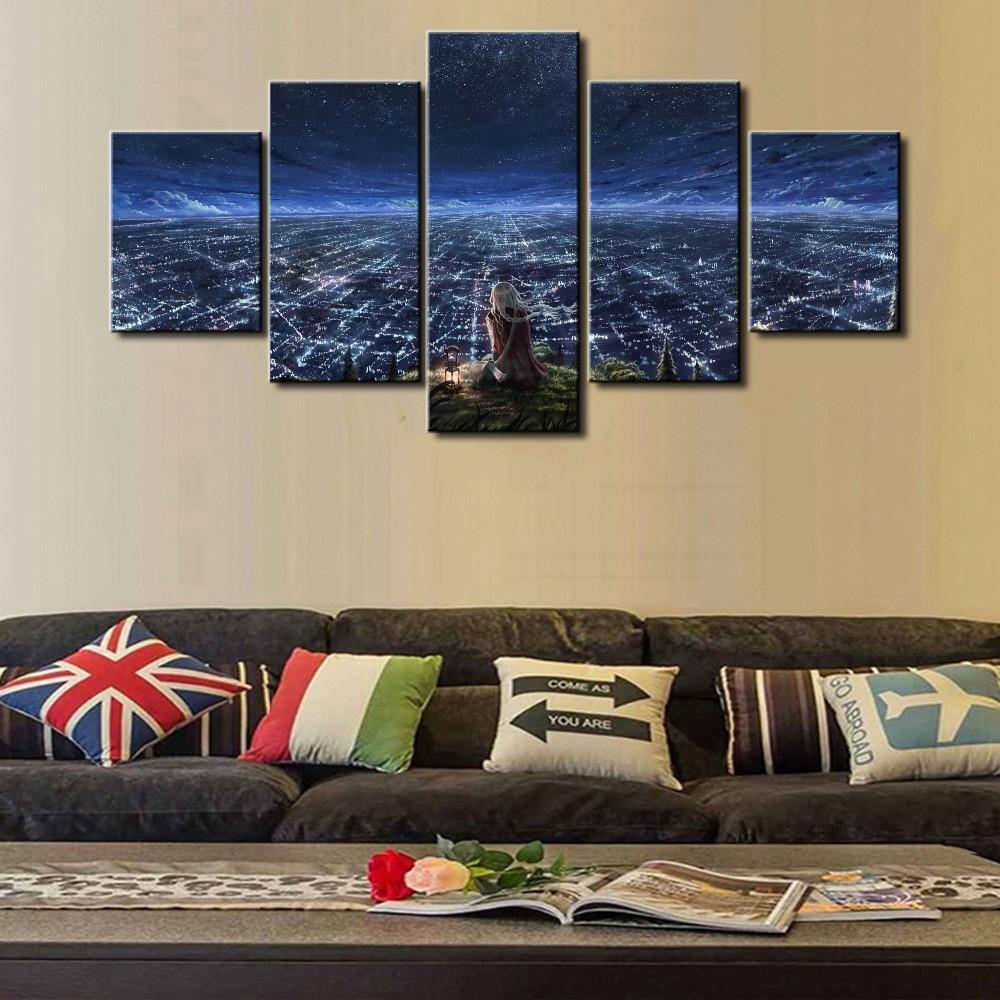 A Girl Under The Starry Night – Abstract Canvas Wall Art