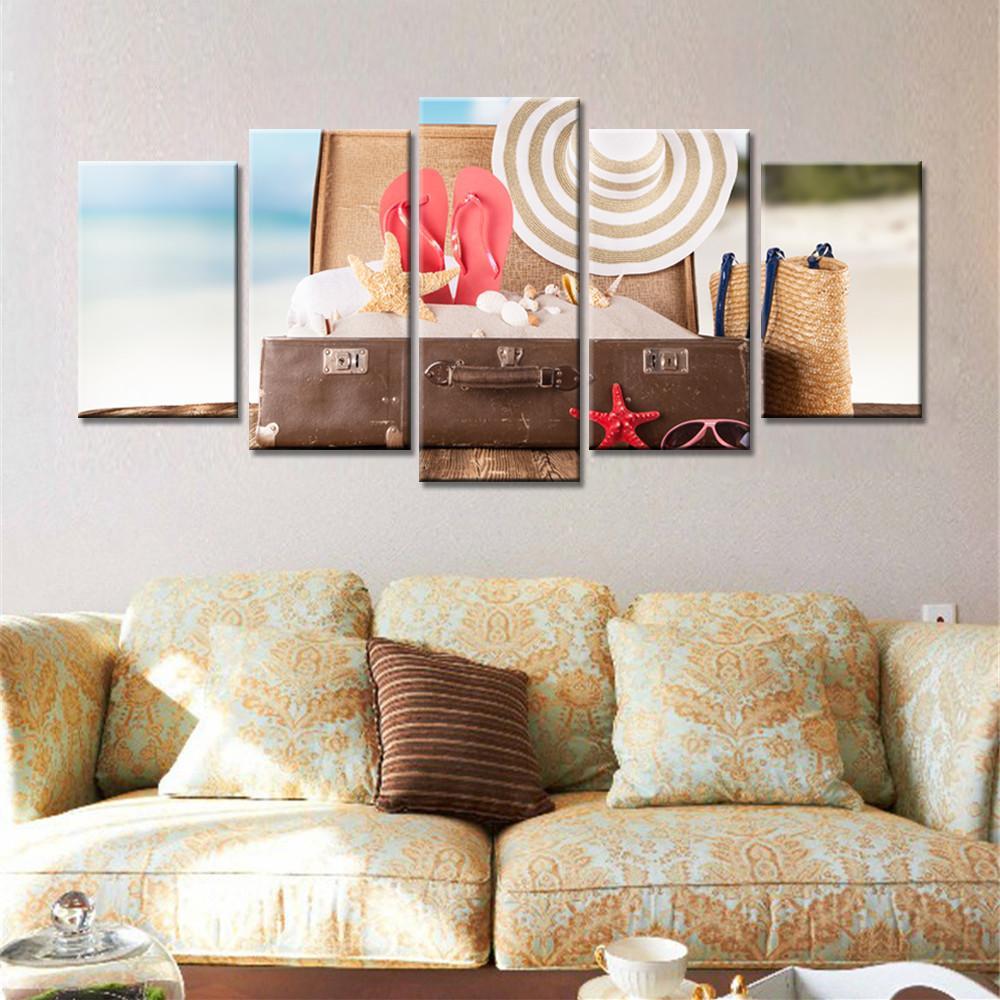 A Girl�??S Beach Box – Abstract Canvas Wall Art