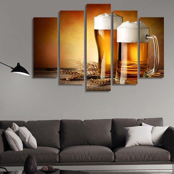 A Mug Of Beer And A Pint Glass Of Beer – Kitchen Canvas Wall Art