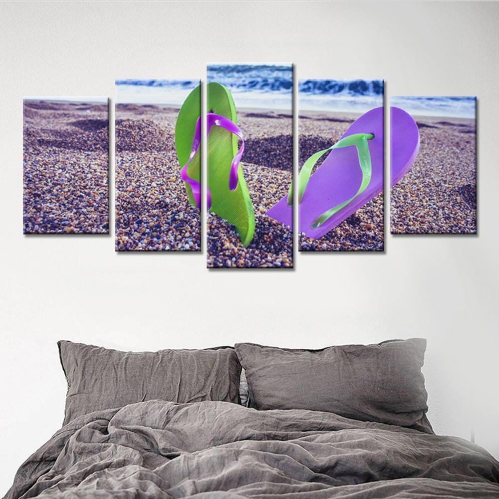 A Pair Of Shoes Stood On The Beach – Space Canvas Wall Art