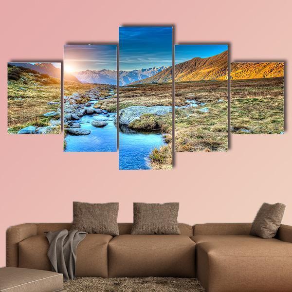 A Prairie Sunset In Mountain – Nature Canvas Wall Art