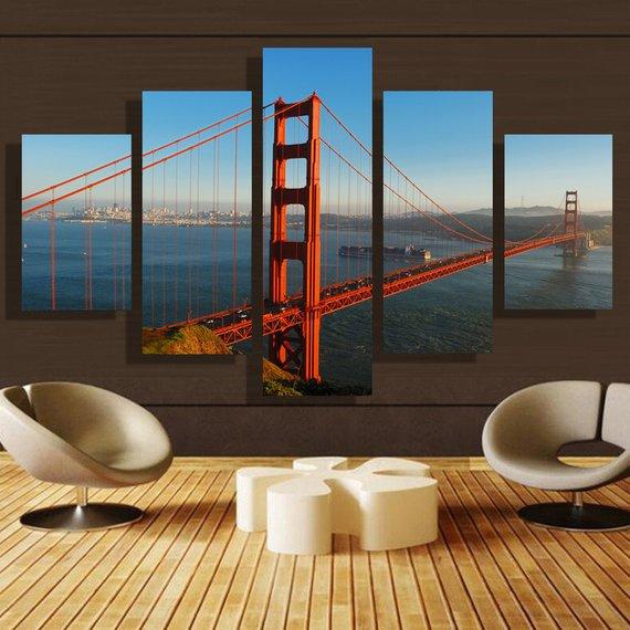 A Red Bridge – Nature Canvas Wall Art