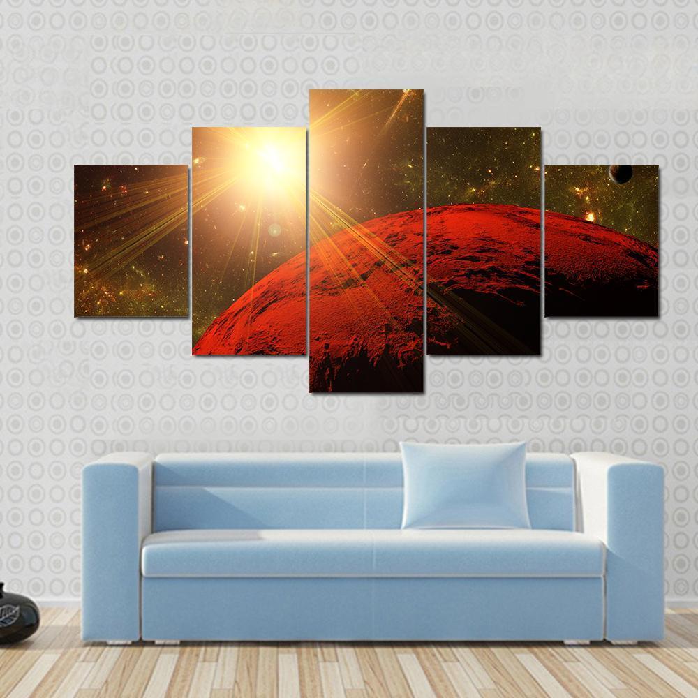 A View Of Planet, Moons And The Deep – Space Canvas Wall Art