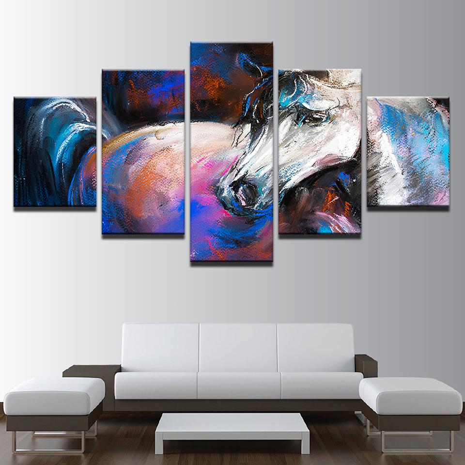 Abstract Animal White Horse – Animal Canvas Wall Art