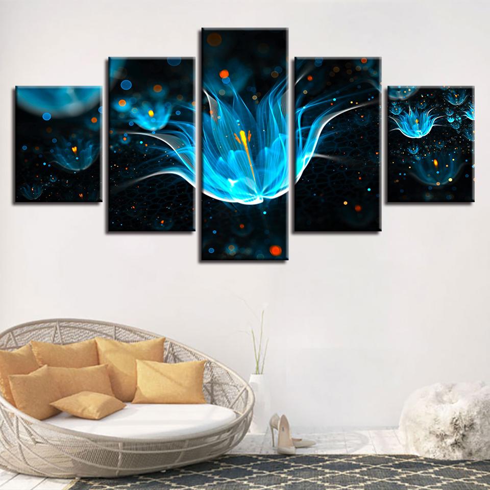 Abstract Blue Flowers – Animal Canvas Wall Art