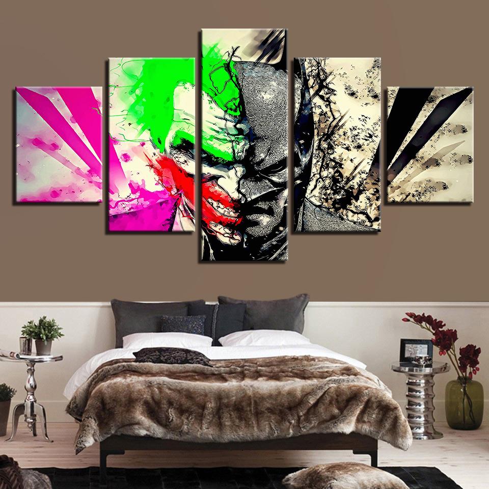 Abstract Color Batman Vs Joker – Movie Canvas Wall Art