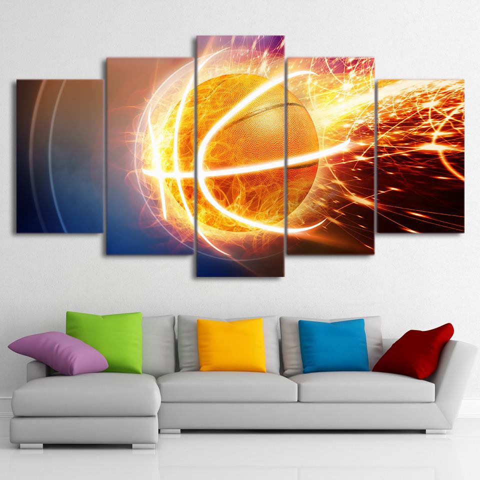Abstract Fire Basketball – Sport Canvas Wall Art