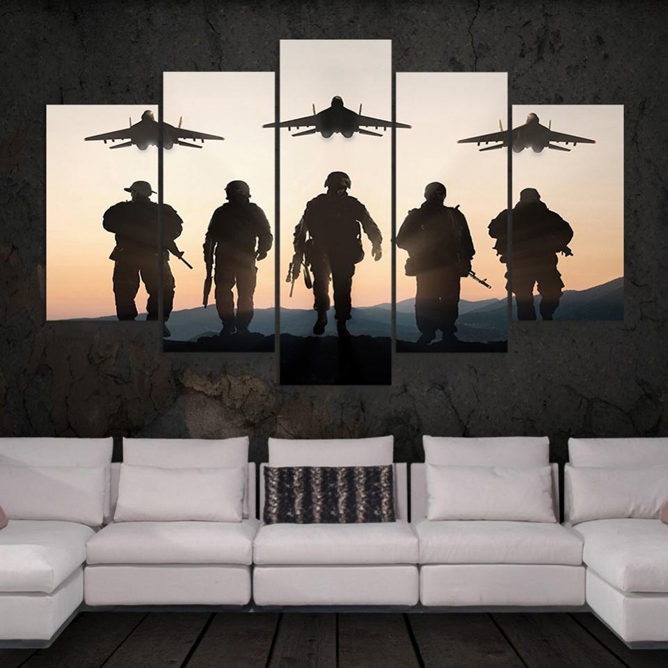 Abstract Flat Soldiers – Army Canvas Wall Art