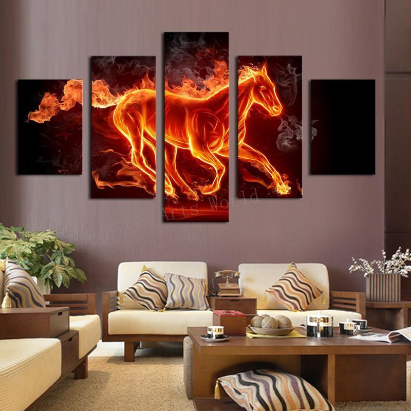 Abstract Horse On Fire – Abstract Canvas Wall Art