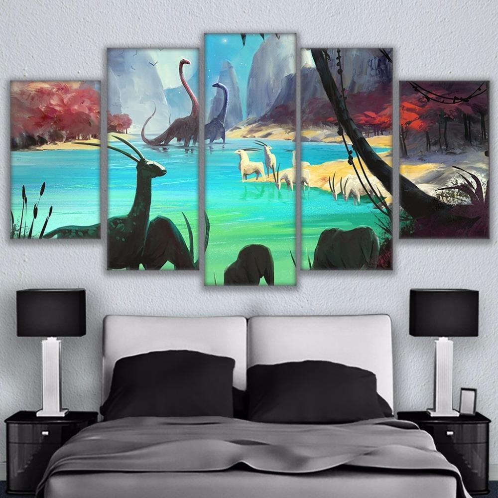 Abstract No Man’Sky Dinosaur Antelope – Gaming Canvas Wall Art