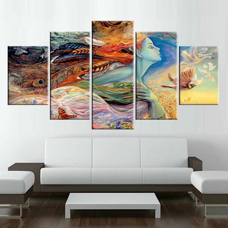 Abstract Phoenix Feathers Sexy Woman – Abstract Canvas Wall Art