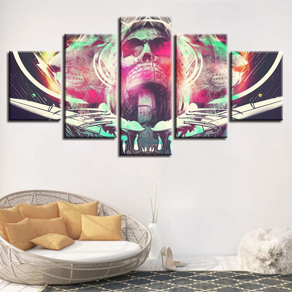 Abstract Skull And Lion – Abstract Canvas Wall Art