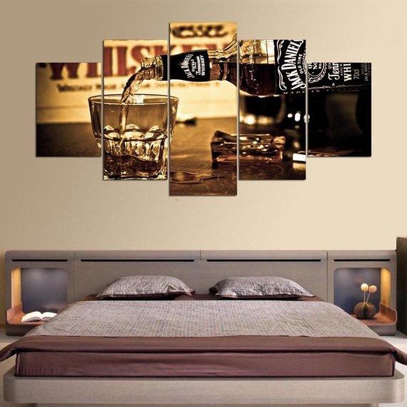 Ack Daniels Whiskey Glass Liquor Alcohol – Wine Canvas Wall Art