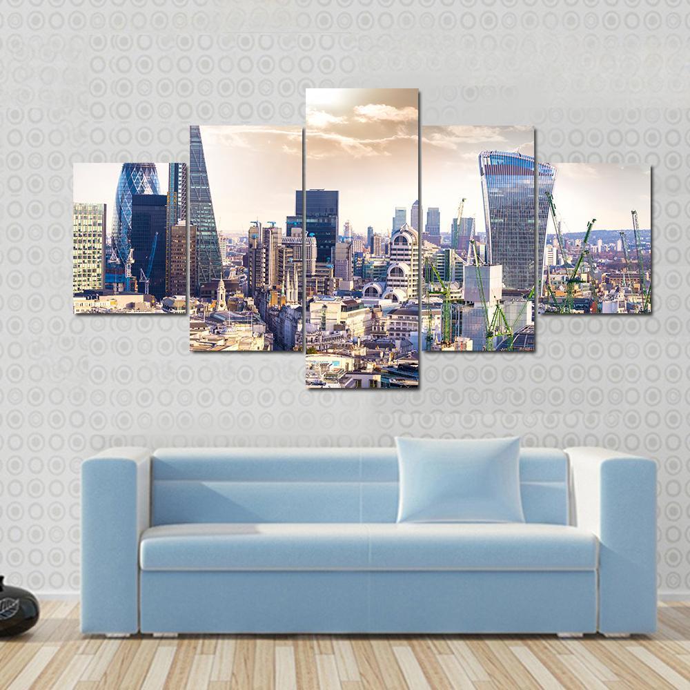 Aereal View Of London Modern District – Nature Canvas Wall Art