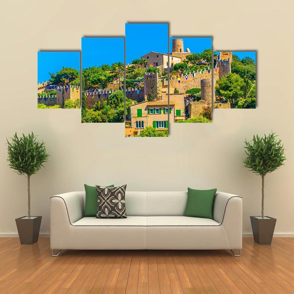 Aerial View Of Capdepera Castle With Town – Nature Canvas Wall Art