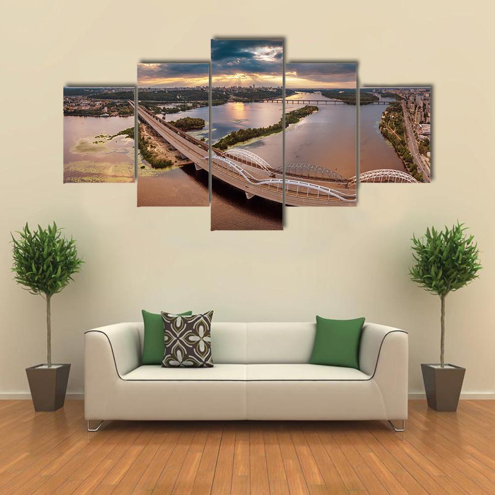 Aerial View Of Kiev Bridge – Nature Canvas Wall Art