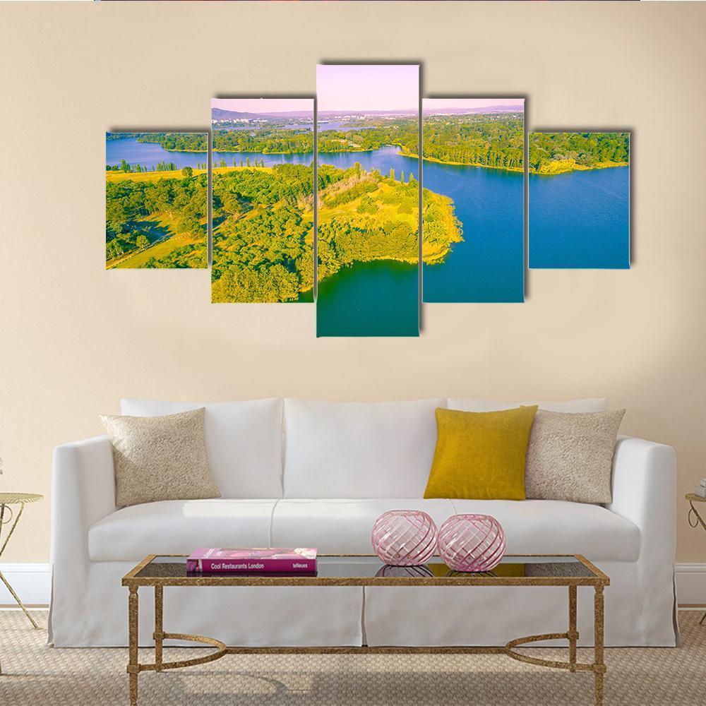 Aerial View Of Lake Burley Griffin – Nature Canvas Wall Art