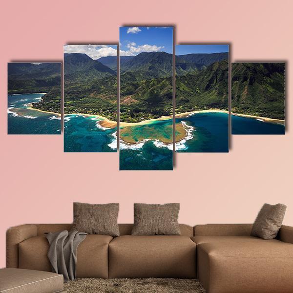 Aerial View Of Tunnels Beach – Nature Canvas Wall Art