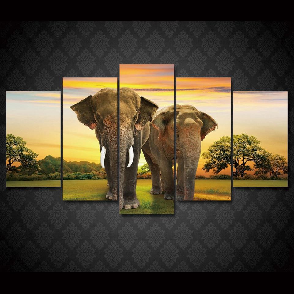 Africa Elephants Landscape – Animal Canvas Wall Art
