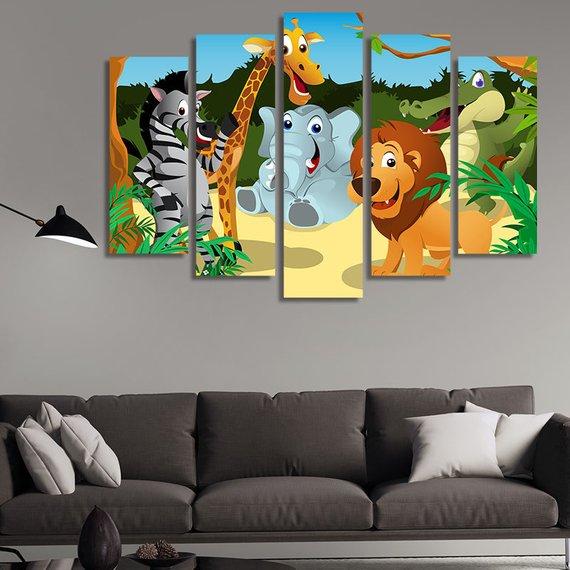 African Animal – Cartoon Canvas Wall Art