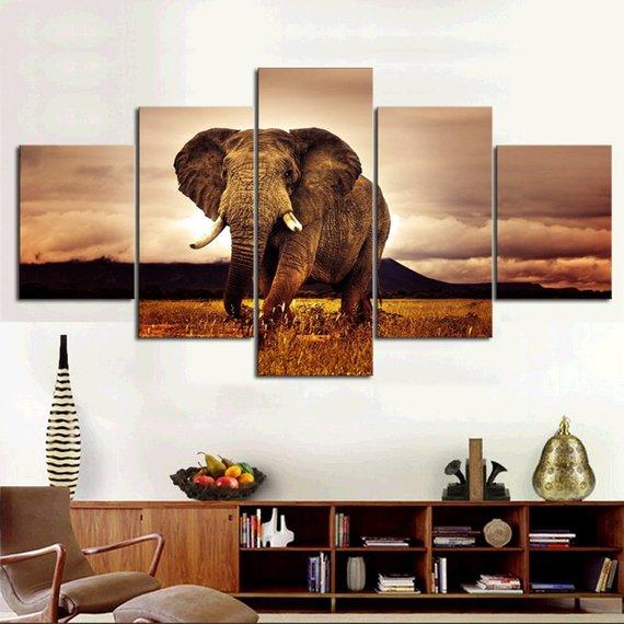 African Bull Elephant Charge – Animal Canvas Wall Art
