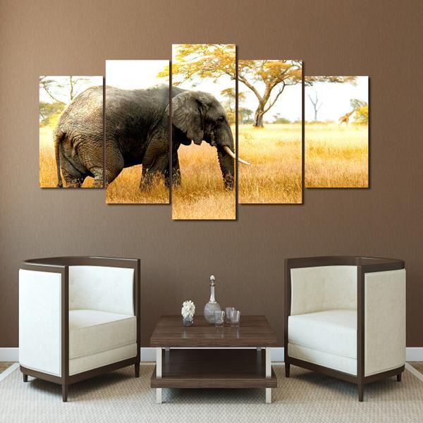 African Elephant Safari – Tree 11 – Animal Canvas Wall Art