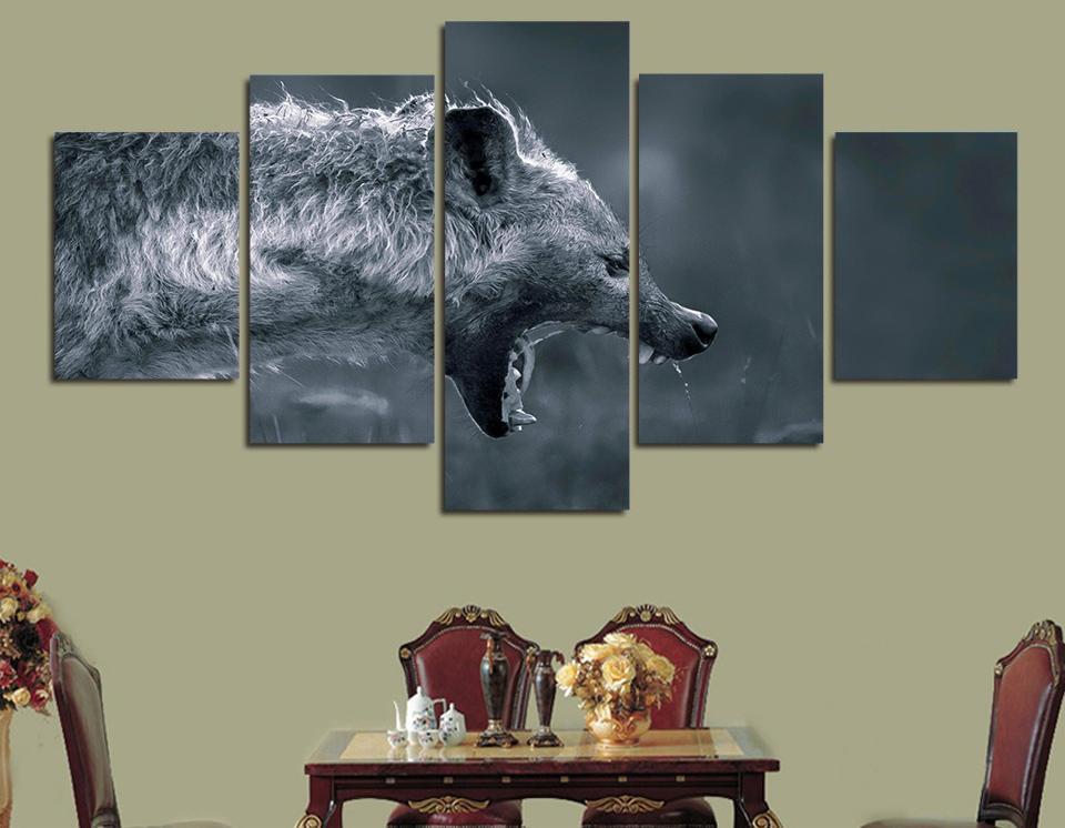African Hyena Africa Predator Modern – Animal Canvas Wall Art
