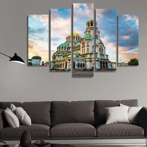 Afternoon Image Of Alexander Nevsky Cathedral Bulgaria – Nature Canvas Wall Art
