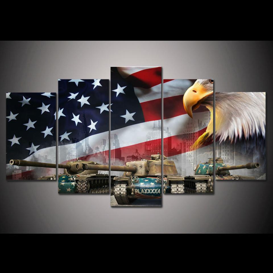 Eagles American Flag 22 – Abstract Canvas Wall Art