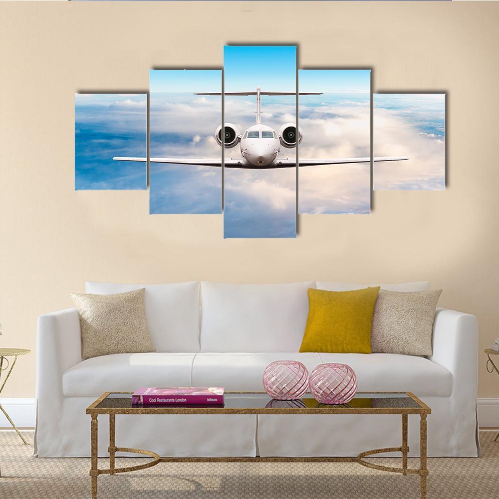 Aircraft Private Jet In Flight – Airplane Canvas Wall Art