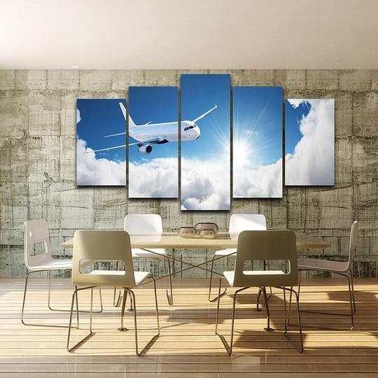 Airliner In The Clouds – Aircraft Canvas Wall Art