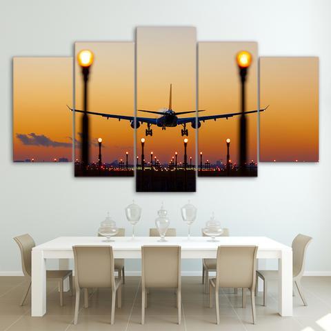 Airplane And Lights – Airplane Canvas Wall Art