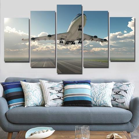 Airplane Fly In Sky – Airplane Canvas Wall Art