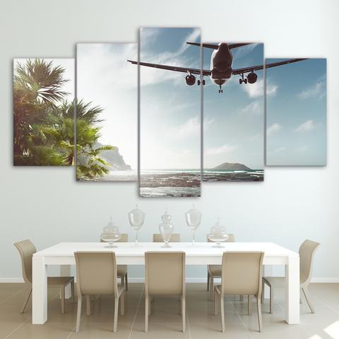 Airplane Fly Over Sea – Airplane Canvas Wall Art