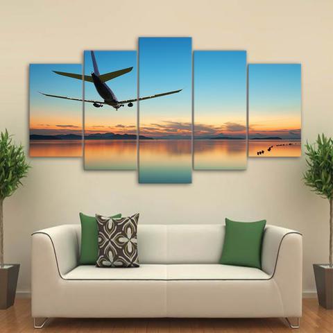 Airplane Flying In Calm Sea – Airplane Canvas Wall Art