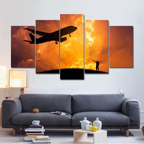 Airplane Golden Clouds – Airplane Canvas Wall Art