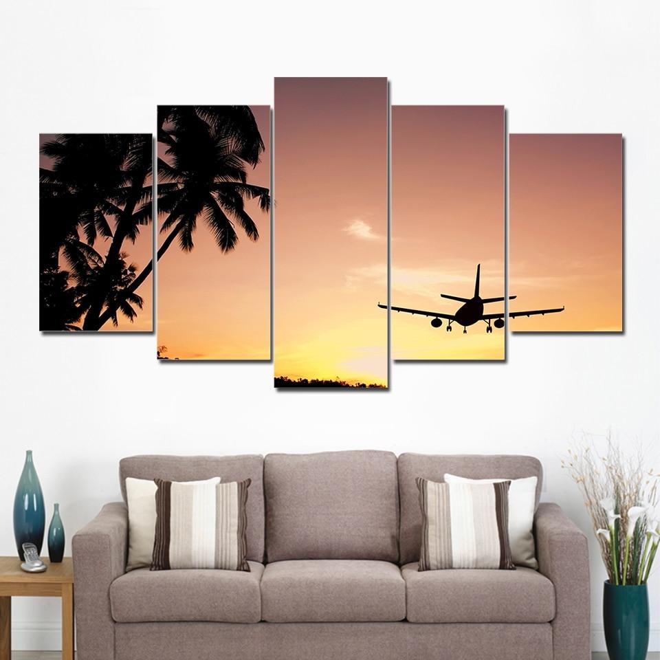 Airplane Sunset 15 – Aircraft Canvas Wall Art