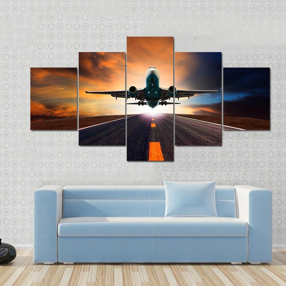Airplane Taking Off From A Runway – Airplane Canvas Wall Art