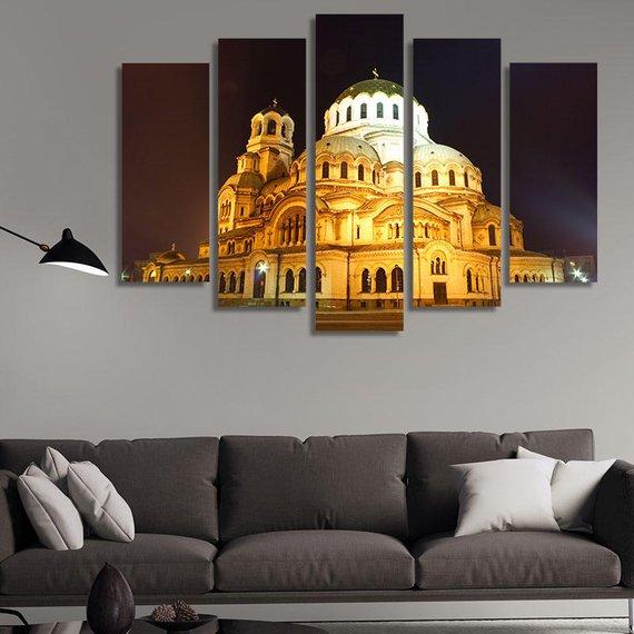 Alexander Nevsky Cathedral At Night Alexander Nevsky Cathedral – Nature Canvas Wall Art
