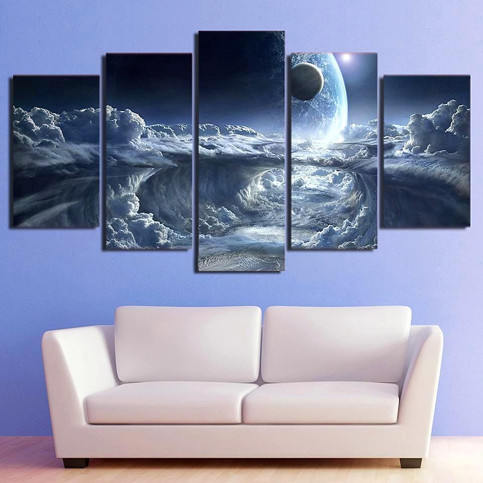 Alien Planet Moons Space – Space Universe Canvas Wall Art