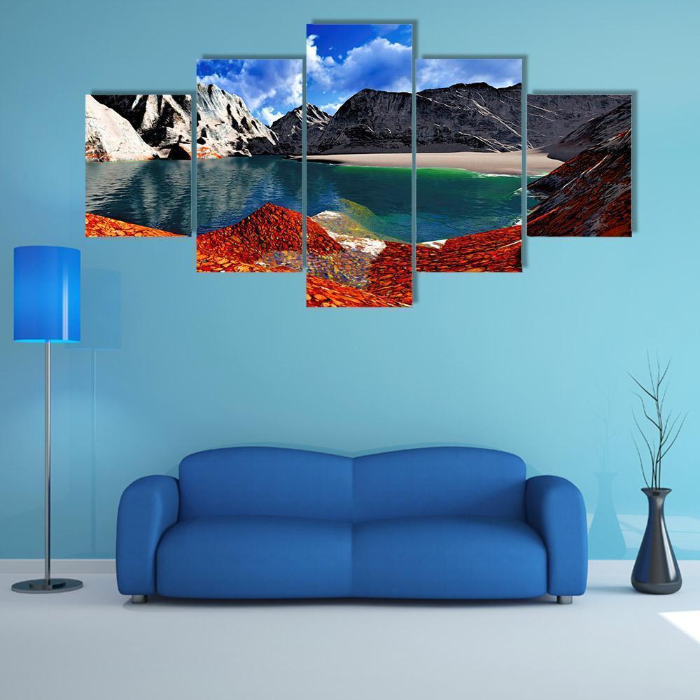 Amazing Lake With Mountain Landscape – Nature Canvas Wall Art