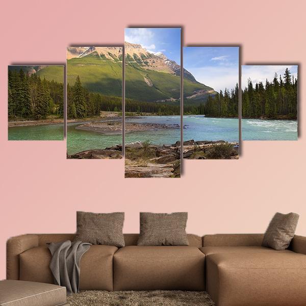 Amazing River Flowing In Canadian Rockies – Nature Canvas Wall Art