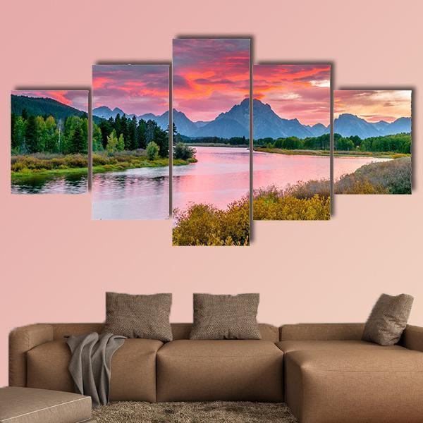 Amazing Sunset Over Grand Tetons – Nature Canvas Wall Art