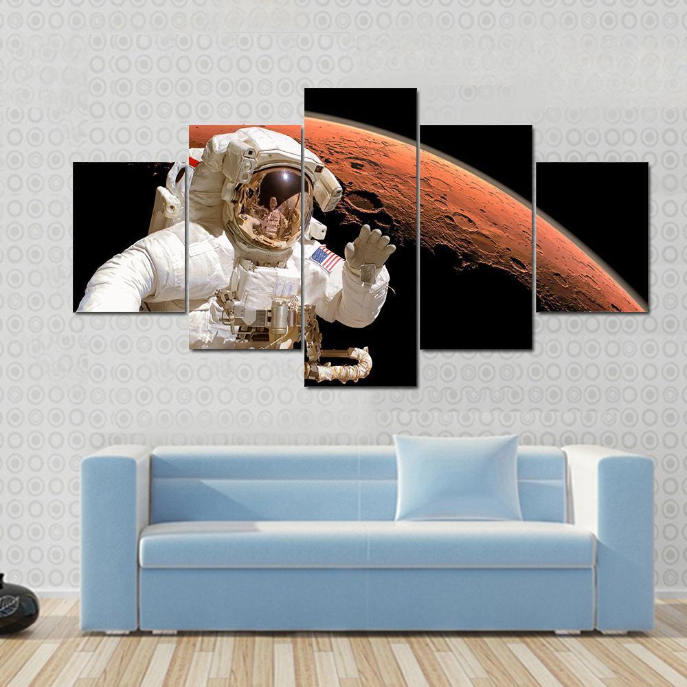 American Astronaut Above Mars Space – Space Canvas Wall Art