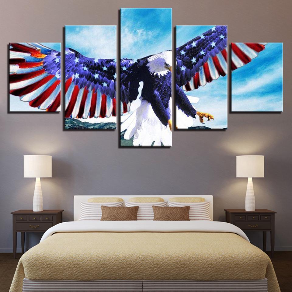 American Flag And Eagle Spread Wings – Abstract Canvas Wall Art