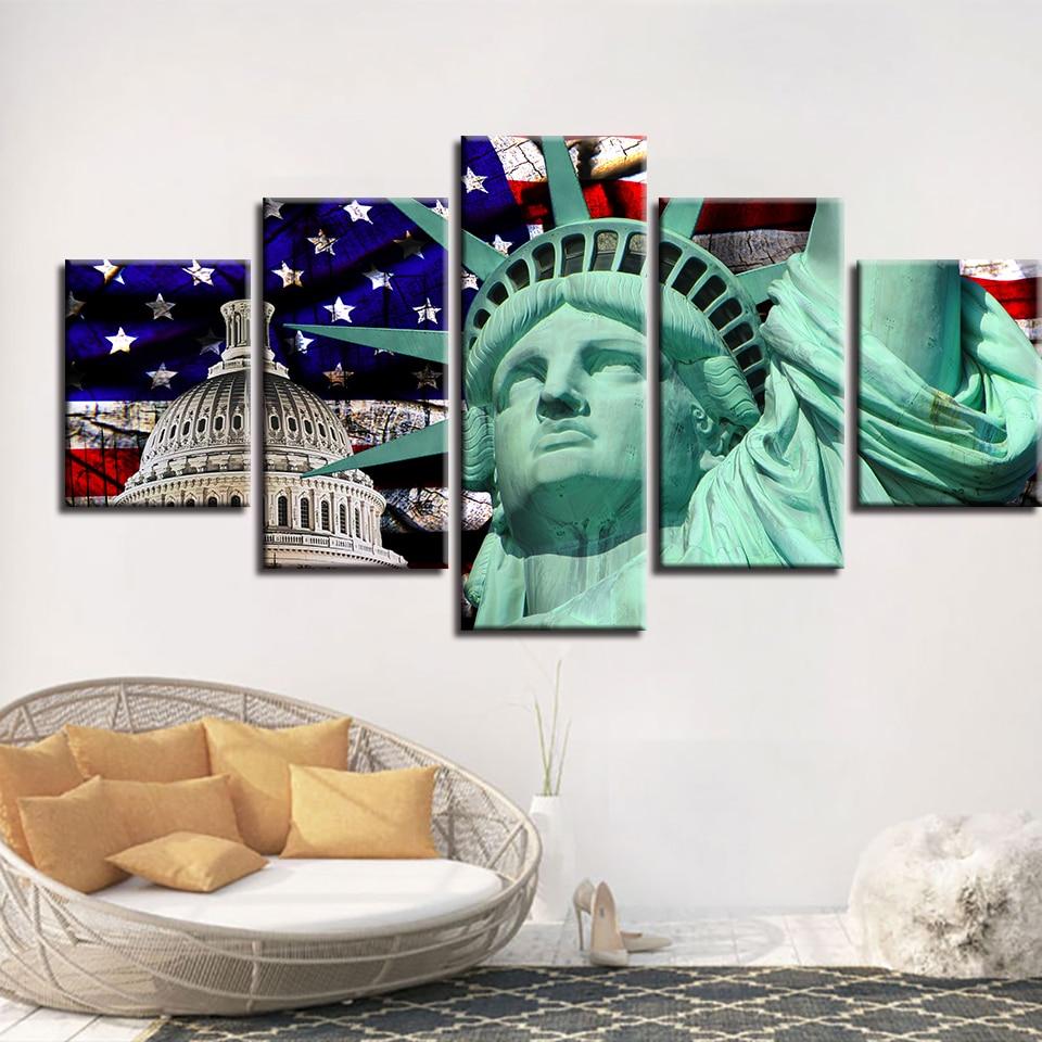American Flag And Statue Of Liberty 1 – Abstract Canvas Wall Art