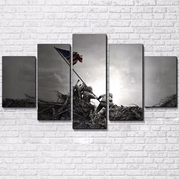 American Flag Battle Of Iwo Jima Ww2 – Abstract Canvas Wall Art