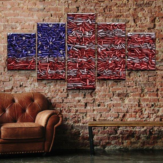 American Flag Bullets Gun Rights – Army Canvas Wall Art