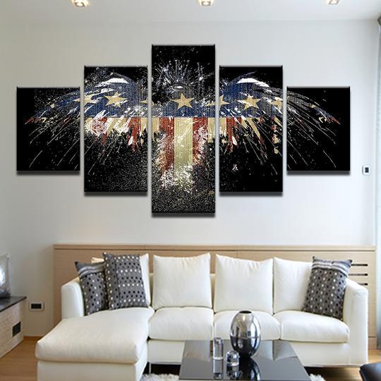 American Flag Eagle 9- Animal Canvas Wall Art