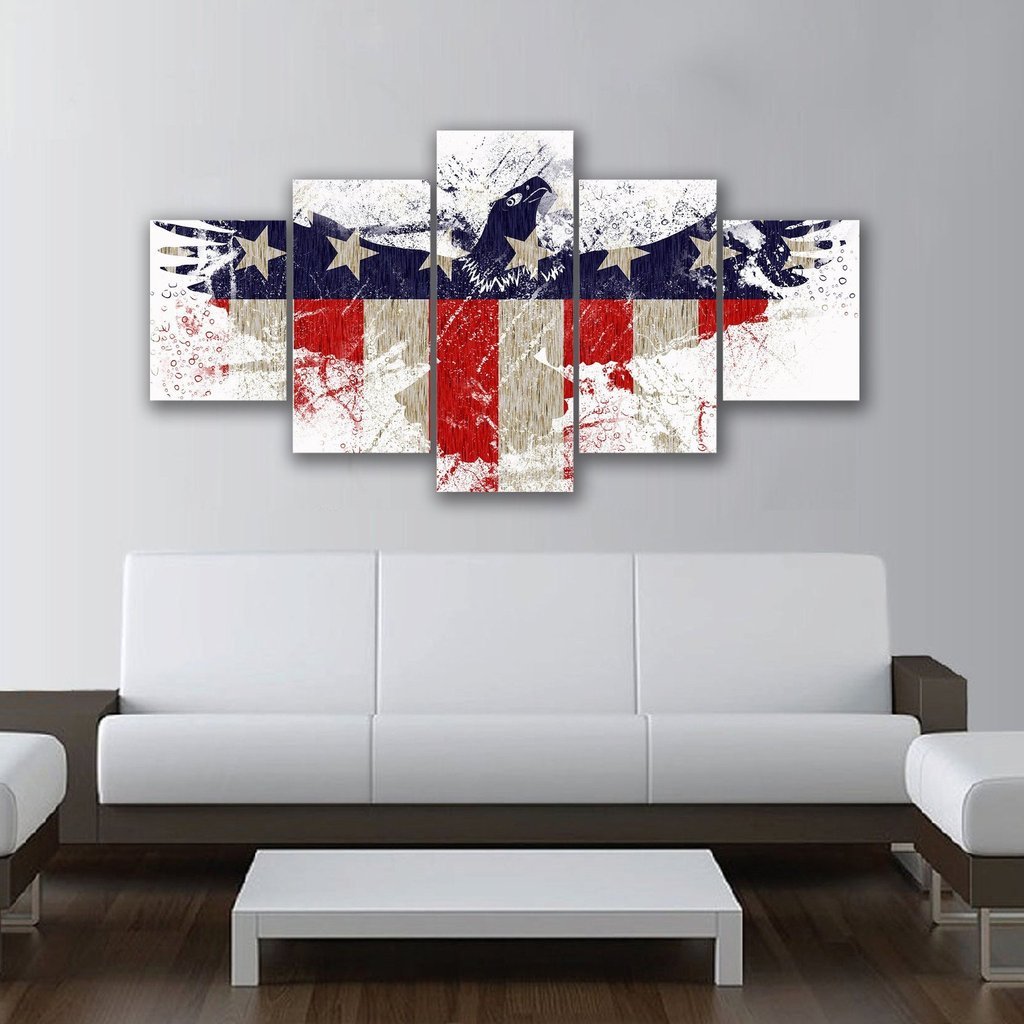 American Flag Eagle Splatter – Abstract Canvas Wall Art